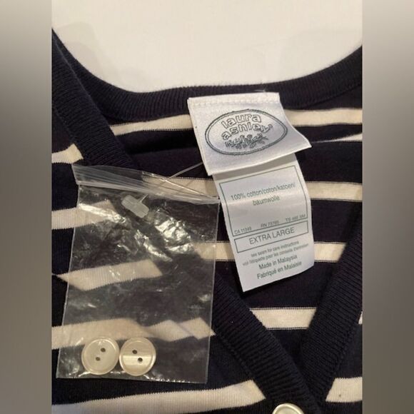 Women’s Blue & White Striped Button Down Blouse from Laura Ashley - Sz M - Picture 6 of 8